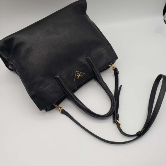 Prada Saffiano Triple Pocket Nero Black Shoulder Bag - Picture 6 of 16